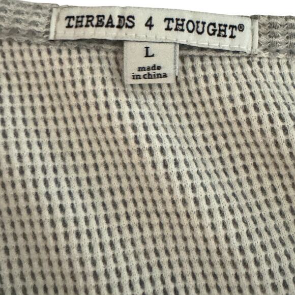 Threads 4 Thought Organic Cotton Waffle Knit Long Sleeve Top Size L Gray Neutral - Picture 8 of 13